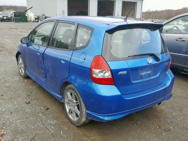 JHMGD38677S049321 - 2007 HONDA FIT S BLUE photo 3