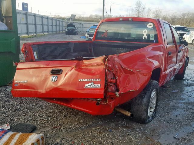 1D7RE3GK9BS522981 - 2011 DODGE DAKOTA SLT RED photo 4