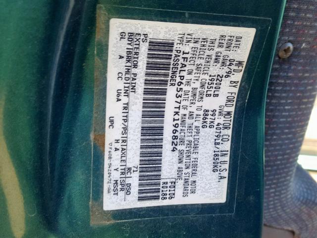 1FALP6537TK196824 - 1996 FORD CONTOUR GL 绿色 照片 10