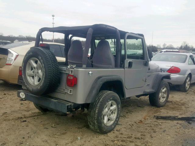 1J4FA49S52P725505 - 2002 JEEP WRANGLER / GRAY photo 4