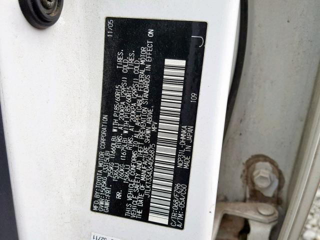 JTLKT334364056875 - 2006 TOYOTA SCION XB Ақ фото 10