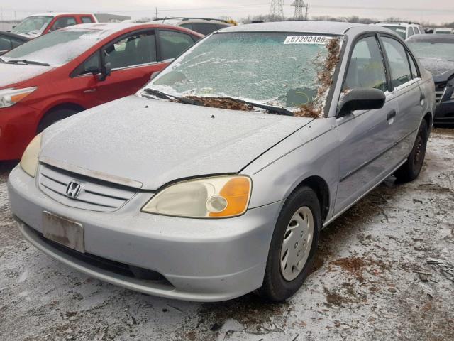 1HGES15162L014656 - 2002 HONDA CIVIC DX SILVER photo 2