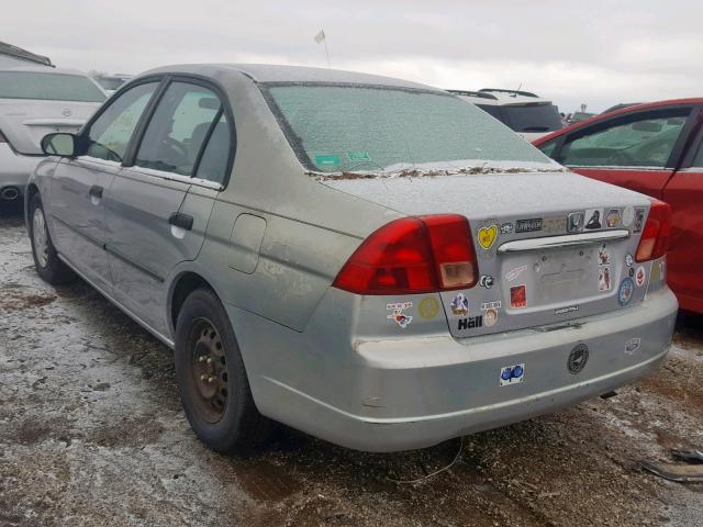 1HGES15162L014656 - 2002 HONDA CIVIC DX SILVER photo 3