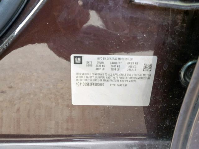 1G11C5SL0FF286690 - 2015 CHEVROLET MALIBU 1LT 棕色 照片 10