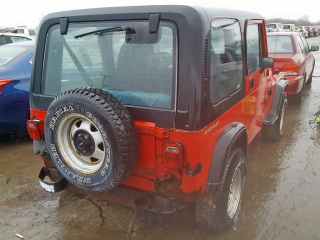 1J4FY29P1PP236537 - 1993 JEEP WRANGLER / RED photo 4