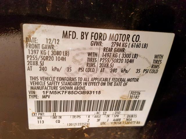 1FM5K7F85DGB93115 - 2013 FORD EXPLORER L BROWN photo 10