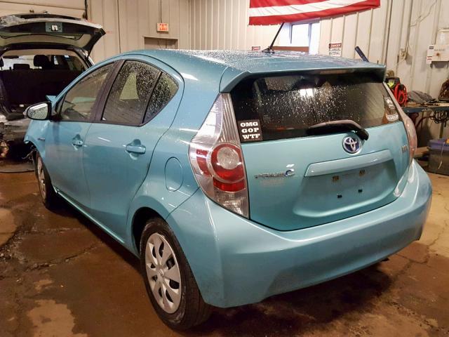 JTDKDTB36E1061568 - 2014 TOYOTA PRIUS C BLUE photo 3