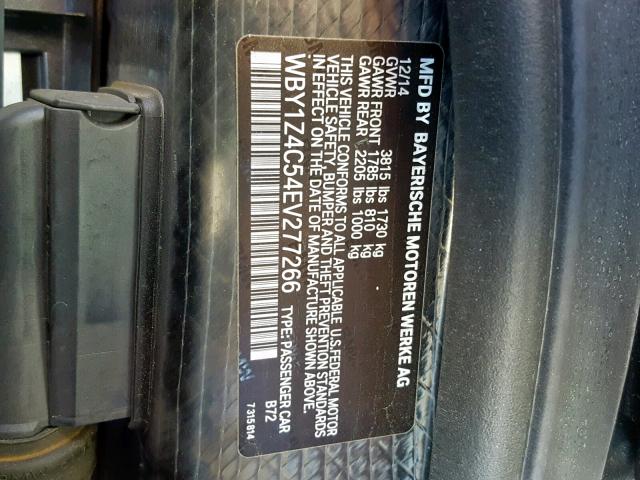 WBY1Z4C54EV277266 - 2014 BMW I3 REX ვერცხლისფერი ფოტო 10