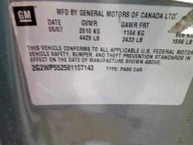 2G2WP552581107143 - 2008 PONTIAC GRAND PRIX Сұр фото 10