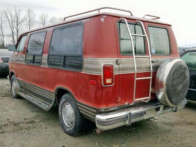 2B6HB23Y1JK128469 - 1988 DODGE RAM VAN B2 RED photo 3