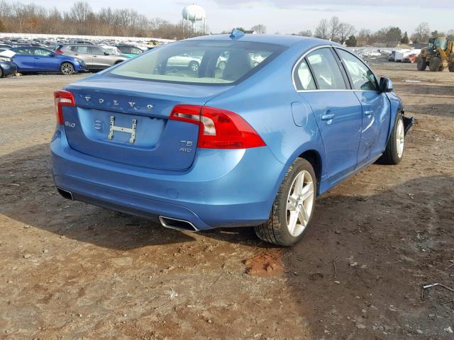 YV1612TKXF2360433 - 2015 VOLVO S60 PREMIE BLUE photo 4