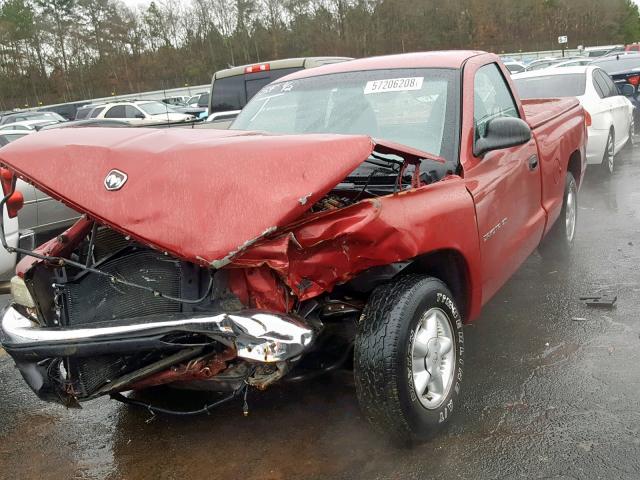 1B7FL26X3XS154394 - 1999 DODGE DAKOTA MAROON photo 2