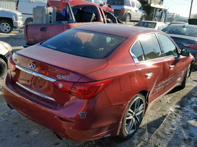 JN1BV7AR8EM705521 - 2014 INFINITI Q50 BASE RED photo 4