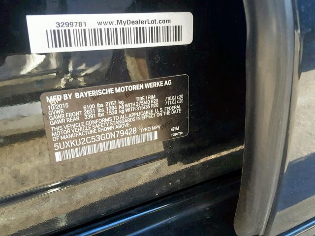 5UXKU2C53G0N79428 - 2016 BMW X6 XDRIVE3 BLACK photo 10