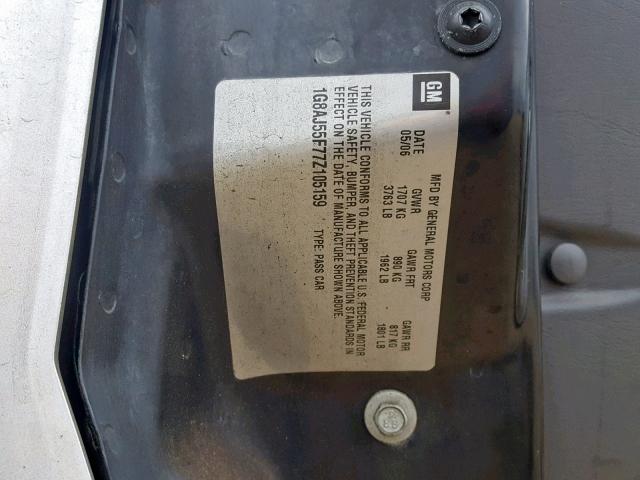 1G8AJ55F77Z105159 - 2007 SATURN ION LEVEL SILVER photo 10