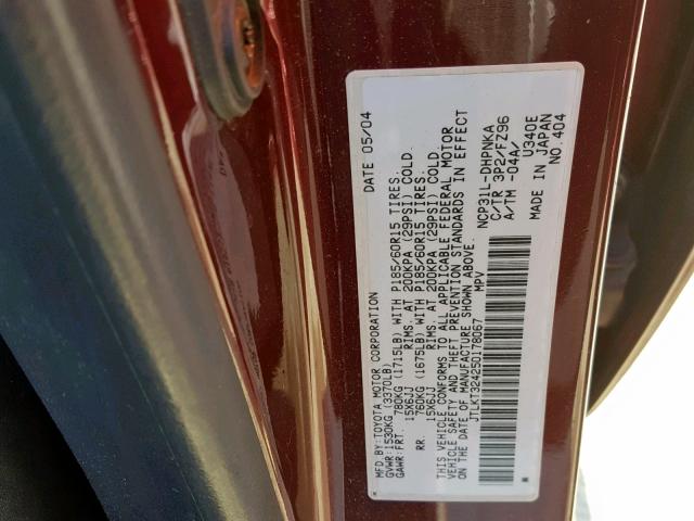 JTLKT324250178067 - 2005 TOYOTA SCION XB 紫色 照片 10