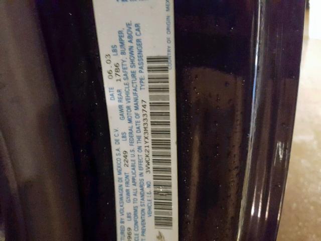 3VWCK21YX3M333747 - 2003 VOLKSWAGEN NEW BEETLE Qara foto 10