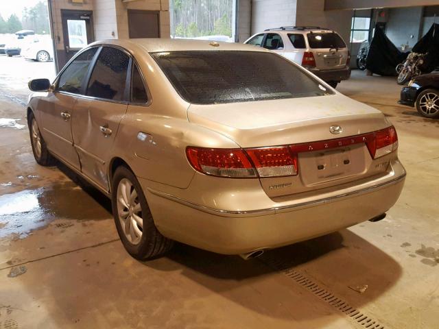 KMHFC46F88A251404 - 2008 HYUNDAI AZERA SE TAN photo 3