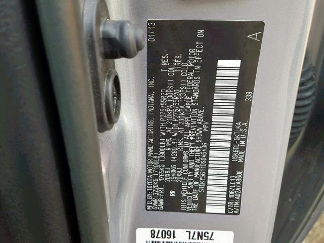 5TDKY5G11DS046436 - 2013 TOYOTA SEQUOIA LI SILVER photo 10