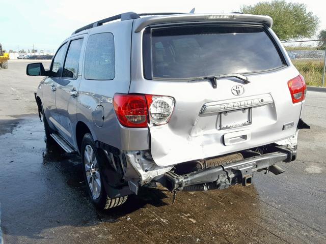 5TDKY5G11DS046436 - 2013 TOYOTA SEQUOIA LI SILVER photo 3