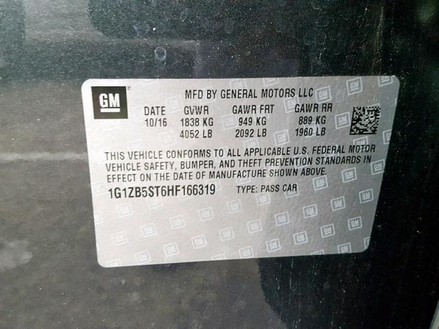 1G1ZB5ST6HF166319 - 2017 CHEVROLET MALIBU LS 灰色 照片 10