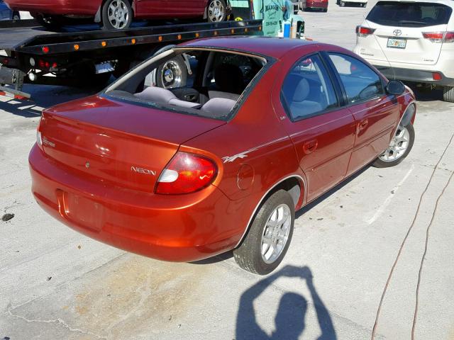 1B3ES46C91D289965 - 2001 DODGE NEON SE ORANGE photo 4