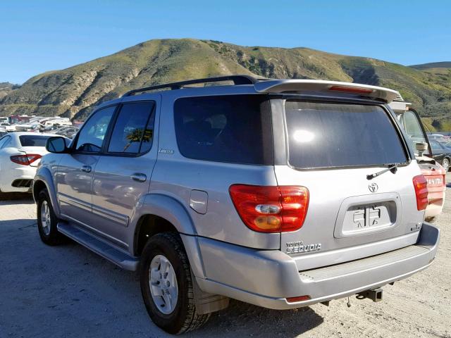 5TDZT38A02S093986 - 2002 TOYOTA SEQUOIA LI SILVER photo 3