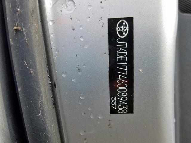 JTKDE177460089438 - 2006 TOYOTA SCION TC 银色 照片 10