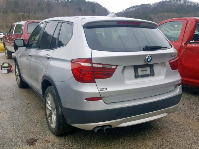 5UXWX9C55D0D02294 - 2013 BMW X3 XDRIVE2 SILVER photo 3