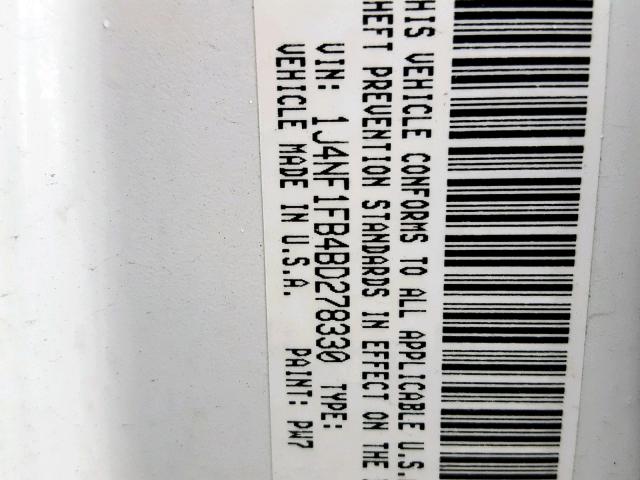 1J4NF1FB4BD278330 - 2011 JEEP COMPASS SP 白色 照片 10