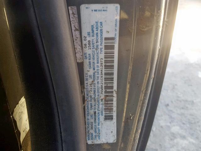 3VWBK21C93M412973 - 2003 VOLKSWAGEN NEW BEETLE Boz foto 10