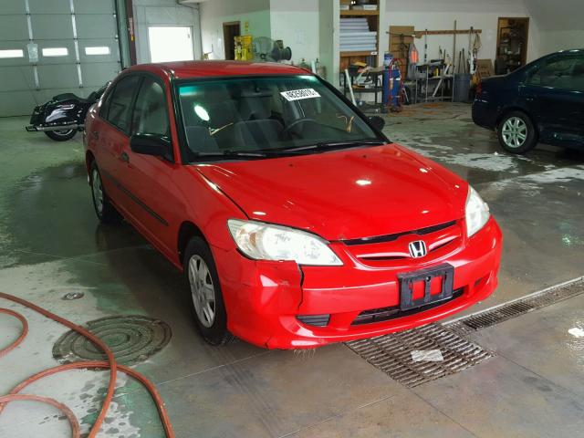 1HGES16445L019030 - 2005 HONDA CIVIC DX RED photo 1