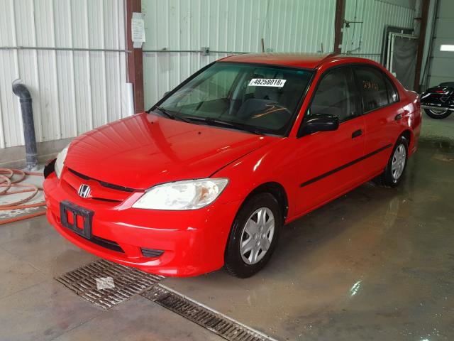 1HGES16445L019030 - 2005 HONDA CIVIC DX RED photo 2