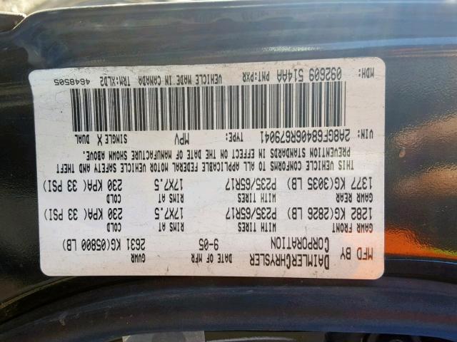 2A8GF68406R679041 - 2006 CHRYSLER PACIFICA T BLACK photo 10