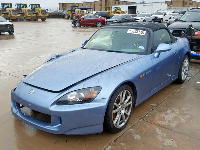 JHMAP21434T000638 - 2004 HONDA S2000 BLUE photo 2