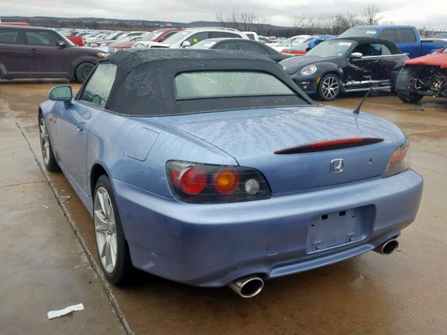 JHMAP21434T000638 - 2004 HONDA S2000 BLUE photo 3