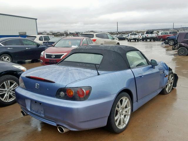 JHMAP21434T000638 - 2004 HONDA S2000 BLUE photo 4