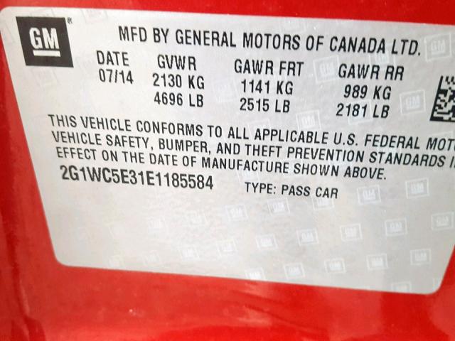 2G1WC5E31E1185584 - 2014 CHEVROLET IMPALA LIM MAROON photo 10