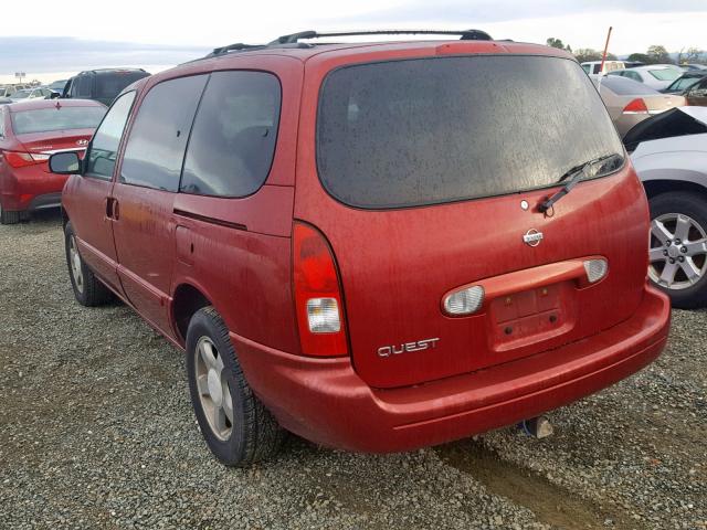 4N2ZN15T91D820439 - 2001 NISSAN QUEST GXE RED photo 3