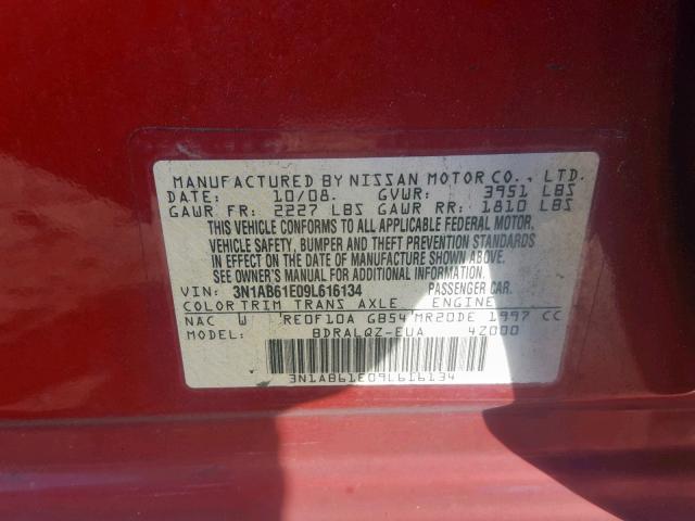 3N1AB61E09L616134 - 2009 NISSAN SENTRA 2.0 RED photo 10