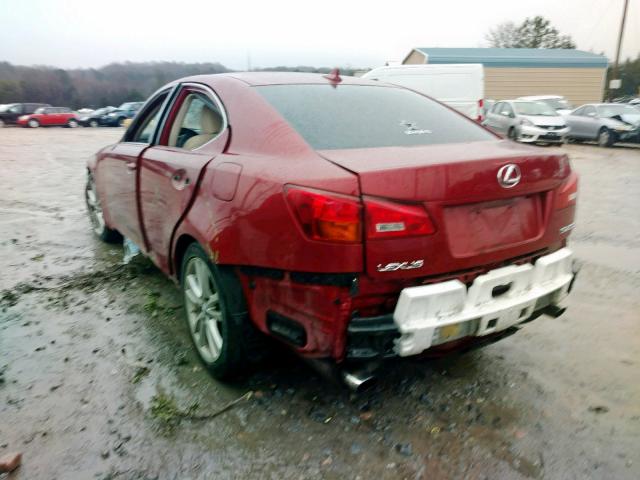 JTHBK262975048972 - 2007 LEXUS IS 250 RED photo 3