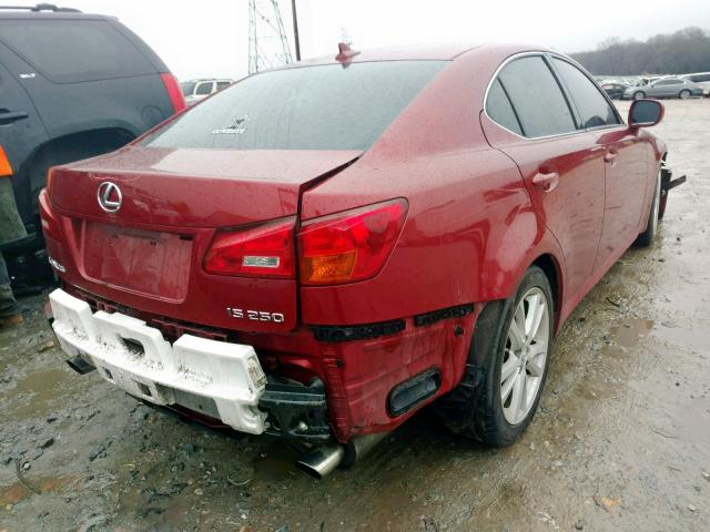 JTHBK262975048972 - 2007 LEXUS IS 250 RED photo 4