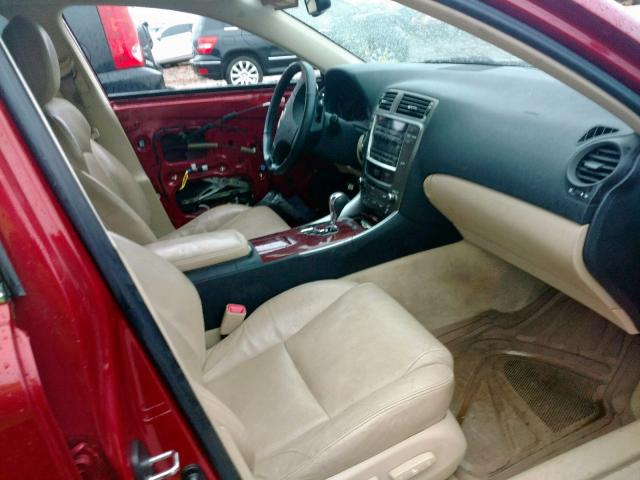 JTHBK262975048972 - 2007 LEXUS IS 250 RED photo 5