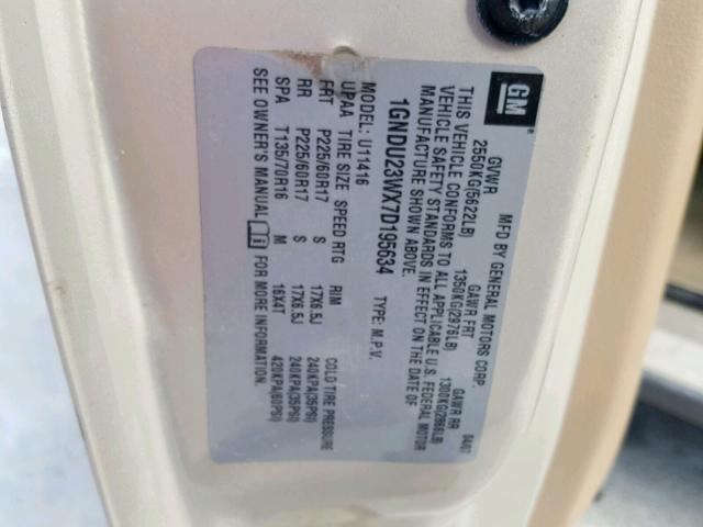 1GNDU23WX7D195634 - 2007 CHEVROLET UPLANDER L 棕色 照片 10