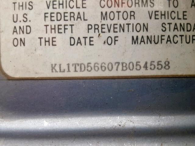 KL1TD56607B054558 - 2007 CHEVROLET AVEO BASE ლურჯი ფოტო 10