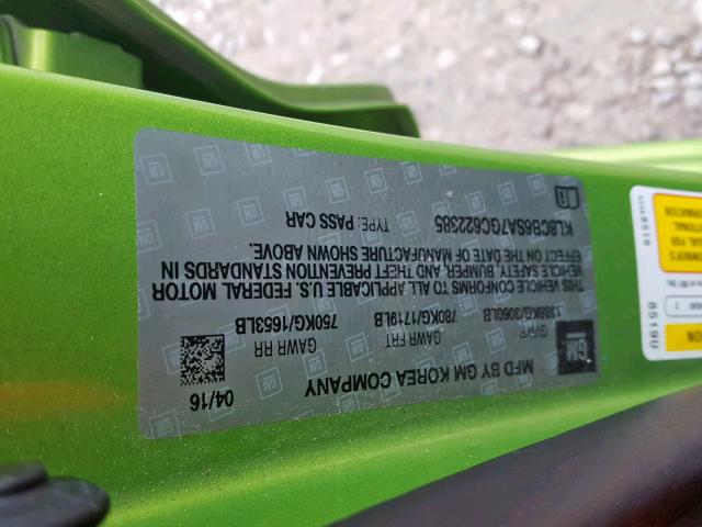 KL8CB6SA7GC622385 - 2016 CHEVROLET SPARK LS GREEN photo 10