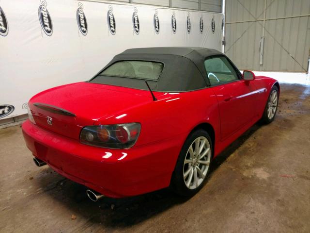 JHMAP21427S004058 - 2007 HONDA S2000 RED photo 4