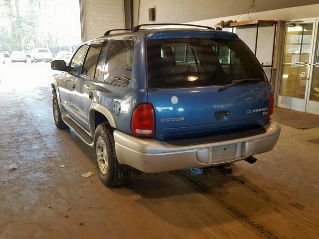 1D4HS58N03F524070 - 2003 DODGE DURANGO SL BLUE photo 3