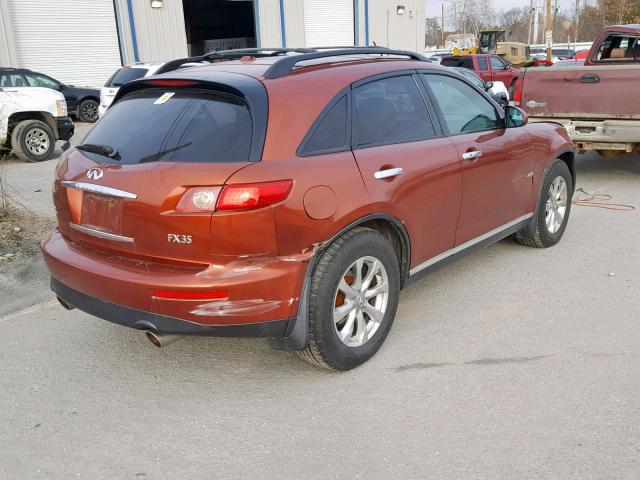 JNRAS08W48X208070 - 2008 INFINITI FX35 ORANGE photo 4