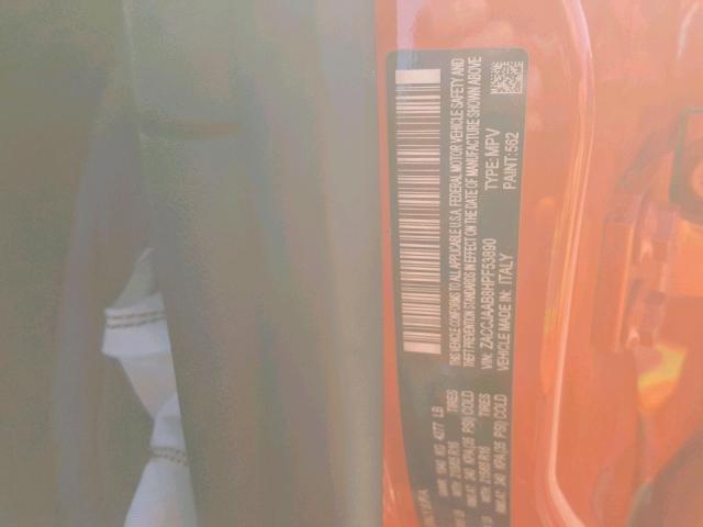 ZACCJAAB8HPF53890 - 2017 JEEP RENEGADE S ORANGE photo 10